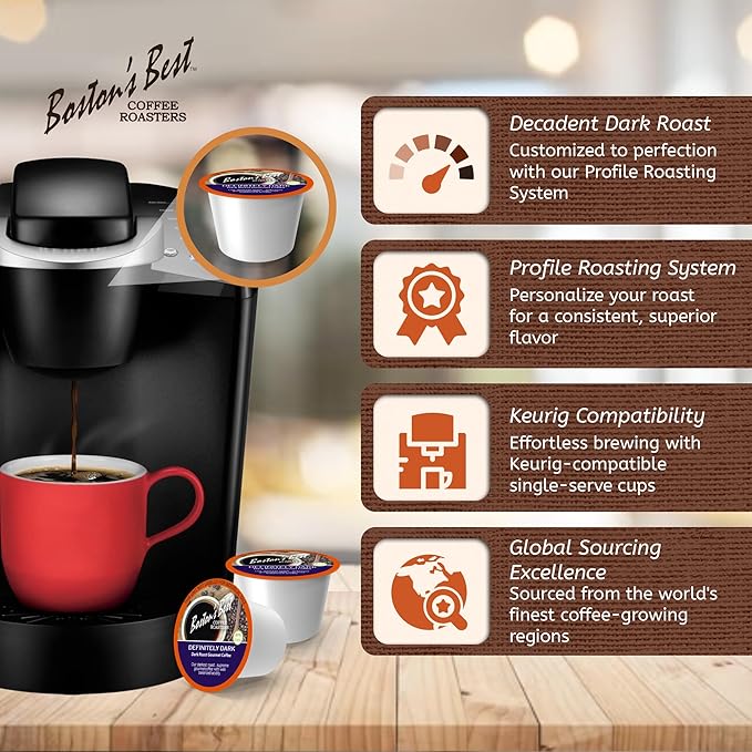Bostons Best - Definitely Dark Roast Bold &amp Rich Gourmet Coffee Compatible with Keurig Coffee Maker 1 Count (72 Single Serve Cups)