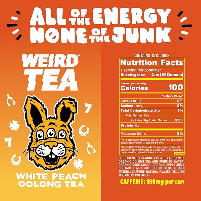 Drink Weird Best Sellers Variety Pack - Acai Pomegranate Yerba Mate White Peach Oolong Tea Mystical Mint Yerba Mate. 12pk of 16oz Cans. Better Energy Drink Alternative.