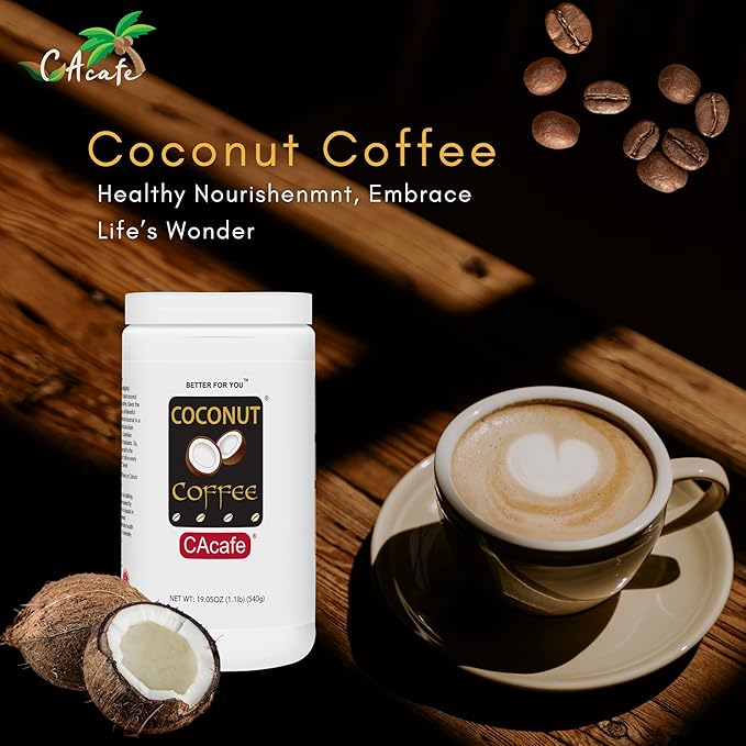 CAcafe Coconut Coffee Coconut Infused Colombian Coffee Creamy Drink Mix Make Iced or Hot Packed with Antioxidants Natural Energy and Stress Relief | 6 Pack