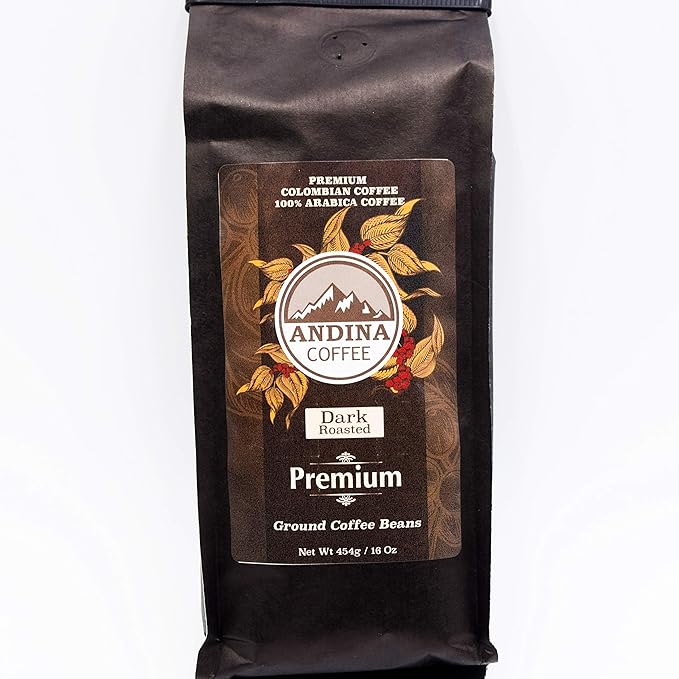 Andina Distributors Andina Colombian Dark Premium Roast Ground Coffee - Low Acidity 100 percent Arabica Ground Coffee - 1 LB