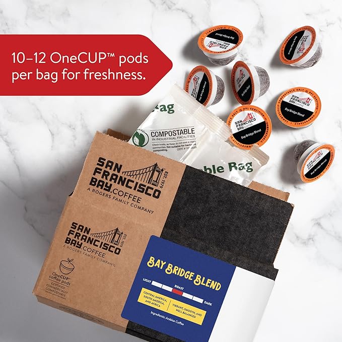 San Francisco Bay Compostable Coffee Pods – Bay Bridge Blend (80 Ct) K Cup Compatible Medium Roast