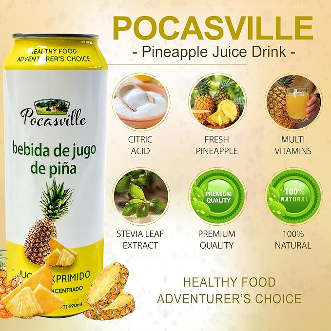 Pocasville Fruit Juices Squeezed not form Concentrate 16.5 Fluid Ounce Can (Pineapple 12)
