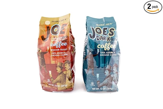 Trader Joes Ground Coffee Variety Bundle 2 Flavors - Regular Dark