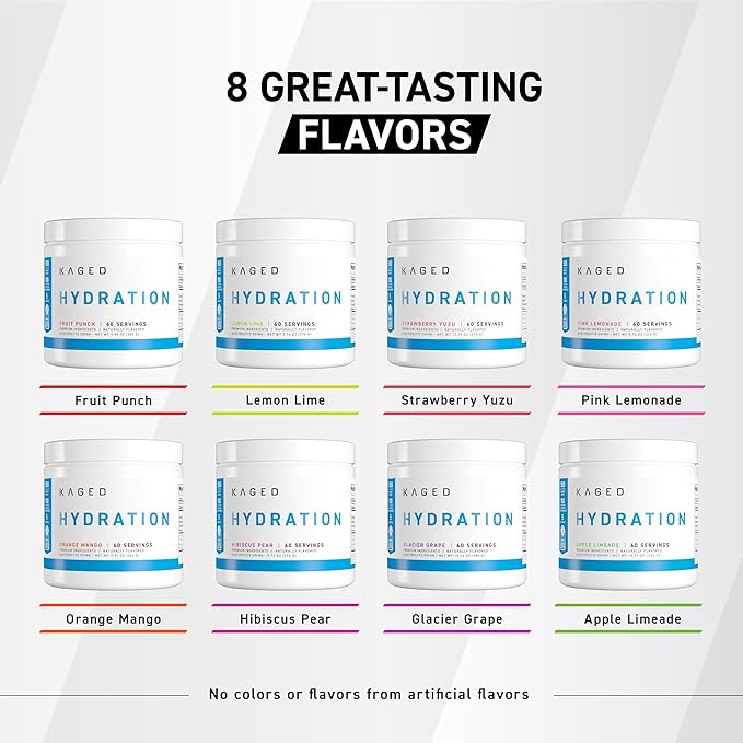 Kaged Hydration Drink Mix | Sugar Free | Tastes Amazing | 5 Key Electrolytes 60 Servings