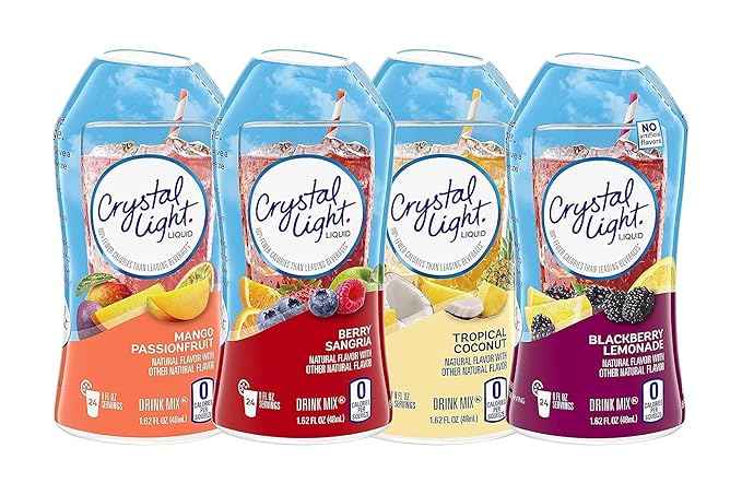 Crystal Light Liquid Variety Drink Mix 1.62 Fl Oz Mango Passionfruit Berry Sangria Tropical Coconut Blackberry Lemonade (4 Count)