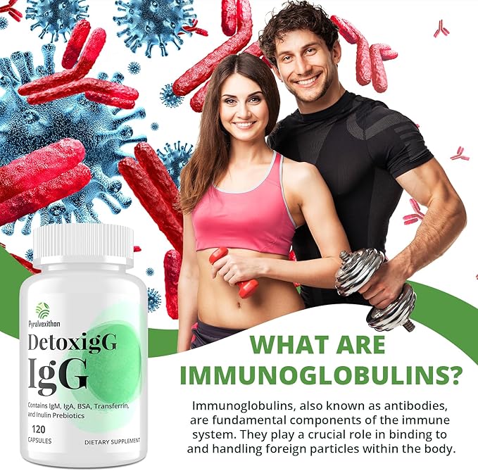 IgG Immunoglobulin Supplement - IgG IgM IGA &amp Inulin - Bovine Colostrum Supplement Alternative - Dairy-Free Bovine Immunoglobulin Capsules (120 Capsules)