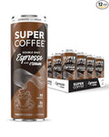 SUPER COFFEE Espresso Iced Keto Coffee (0g Added Sugar 90 Calories) [Espresso &amp Cream] 11 Fl Oz 12 Pack | Iced Smart Coffee - SoyFree GlutenFree