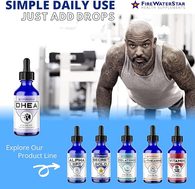 FWS DHEA Liquid Drops - Pure DHEA Supplement for Men and Women - Adjustable Dosing 5mg 10mg 25mg 50mg - Dehydroepiandrosterone Dietary Supplement