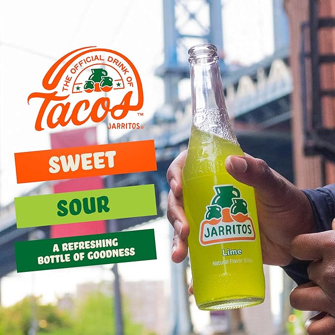 Jarritos - Mexican Soda Soft Drinks Lime (17.7 oz 524ml) 24 Bottles - Made with Real Cane Sugar - 0g Fat - Made in Mexico - Natural Flavor Soda Pop - Party &amp BBQ Beverages