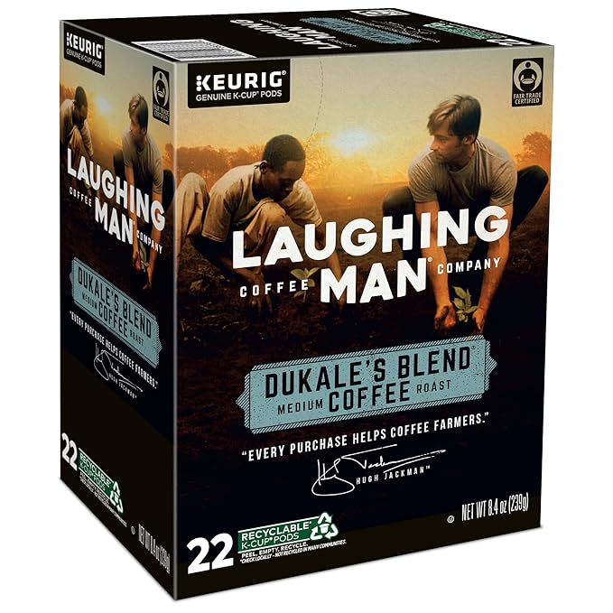 Laughing Man Dukale's Blend Keurig Recyclable K-Cup Coffee Pods Medium Roast Arabica Coffee for Keurig Makers 88 Count (4 Packs of 22)