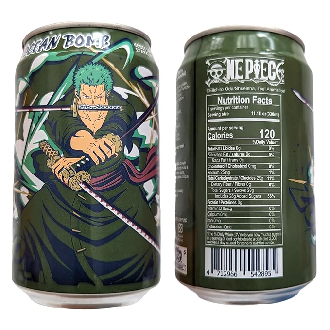 Ocean Bomb Carbonated Water One Piece Anime Collectible Can Drink Luffy Sanji Nami Zoro with 1 Blehblu Coaster