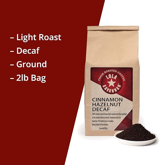 Lola Savannah Cinnamon Hazelnut Ground Decaf Coffee 2lb
