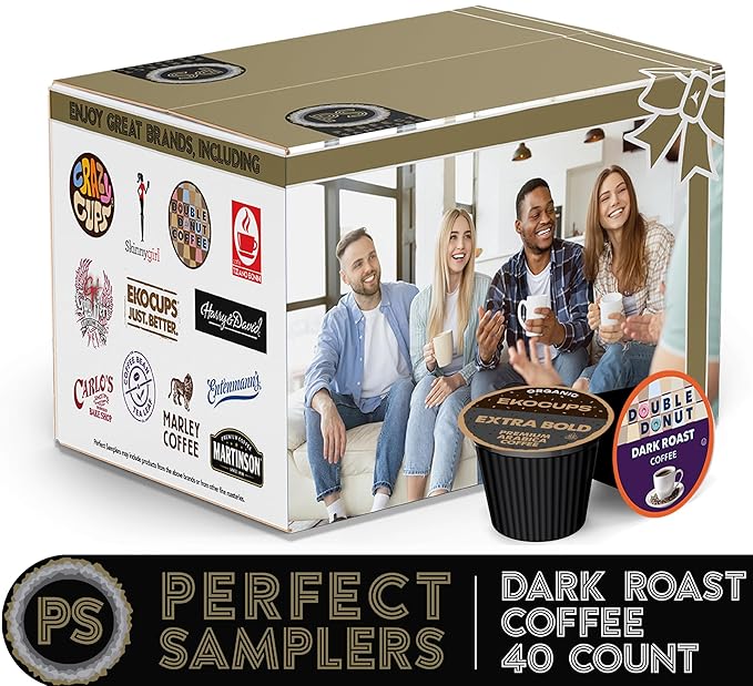 Perfect Samplers Dark Roast Coffee Pod Variety Pack - Pack for Keurig K Cups Coffee Makers Bold 40 Count