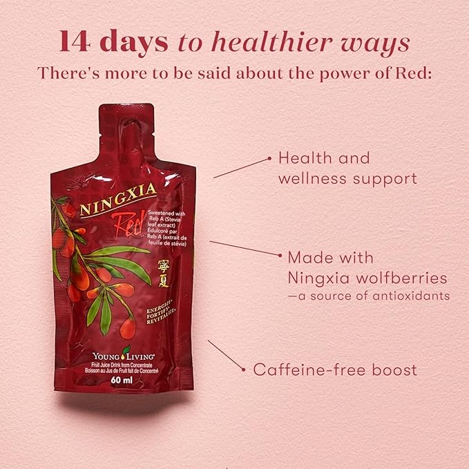 Young Living NingXia Red Antioxidant Drink | 2 fl oz | Superfruit with Wolfberry Blueberry Pomegranate Orange Lemon &amp Yuzu Essential Oils | 30 Pack