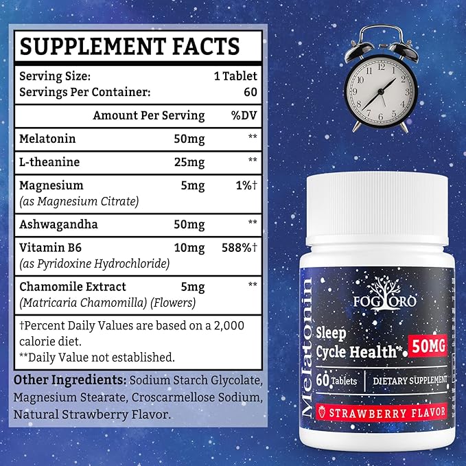 Fogoro Powerful Melatonin -Fall Asleep Faster Stay Asleep LongerEasy to Take