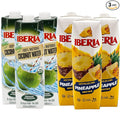 Iberia 100% Pure Organic Coconut Water 1 Liter 33.8 Fl Oz (Pack of 3) + Iberia Pineapple Nectar 33.8 Fl Oz (Pack of 3)