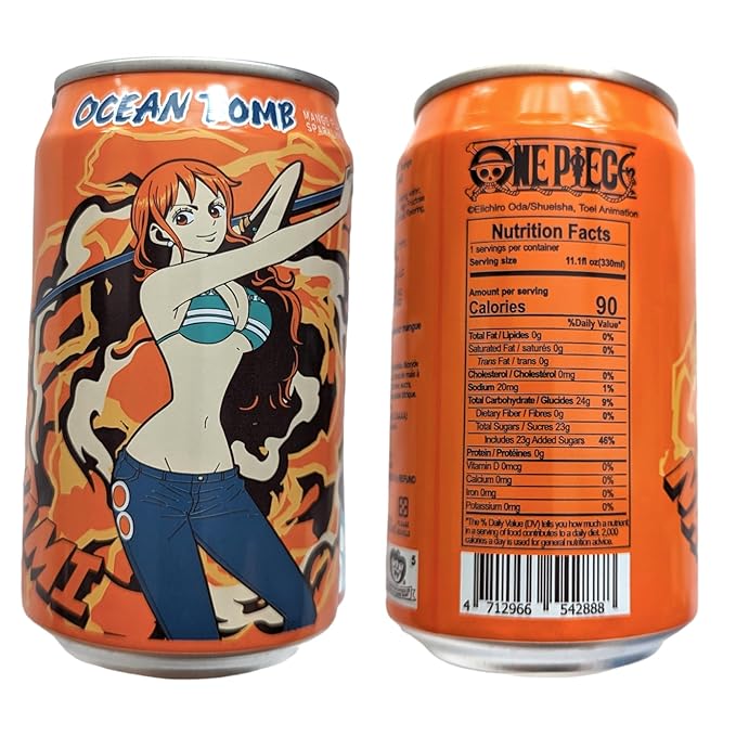 Ocean Bomb Carbonated Water One Piece Anime Collectible Can Drink Luffy Sanji Nami Zoro with 1 Blehblu Coaster
