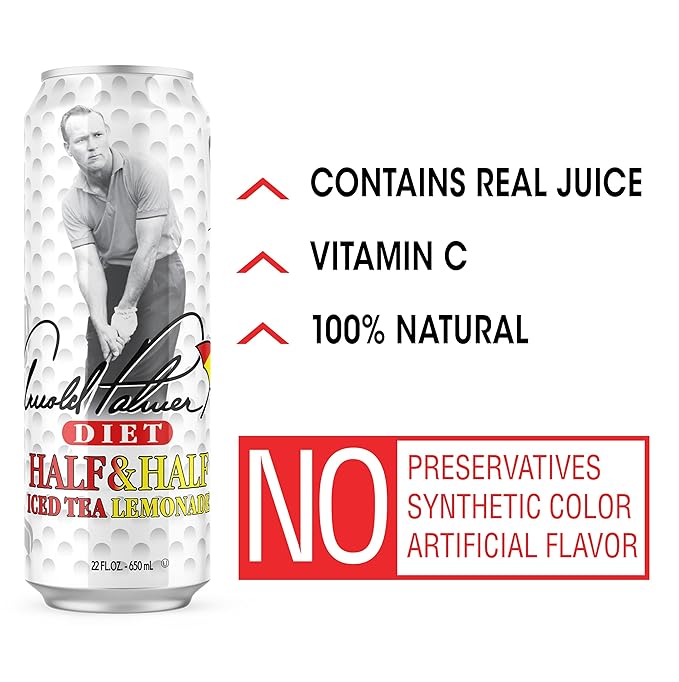 AriZona Diet Arnold Palmer Half and Half - Big Can 22 Fl Oz (Pack of 24)