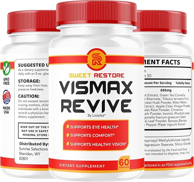 Vismax Revive - Official VisMax Revive Support Eye Health &amp Vision Natural Premium Advanced Formula VisMaxRevive Supplement Pills Multivitamin for Overall Wellness 60 Capsules for 1 Month