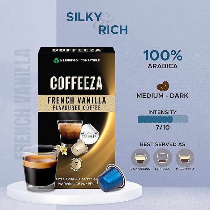 Coffeeza 100% Arabica Nespresso Flavored Coffee Pods Variety Pack Compatible with Nespresso Original Line Machines | 6 Pack 60 Single Serve Coffee Pods