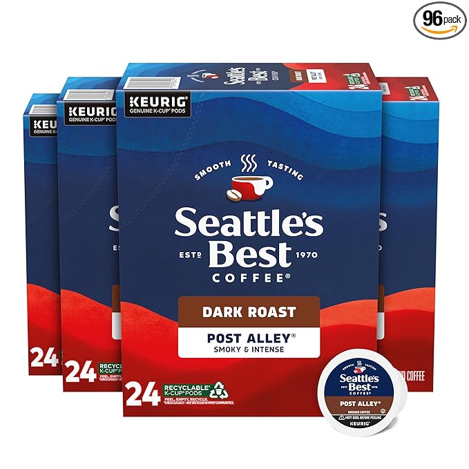 Seattle’s Best Coffee Dark Roast K-Cup Coffee Pods Post Alley 100% Arabica 4 Boxes (96 Pods Total)