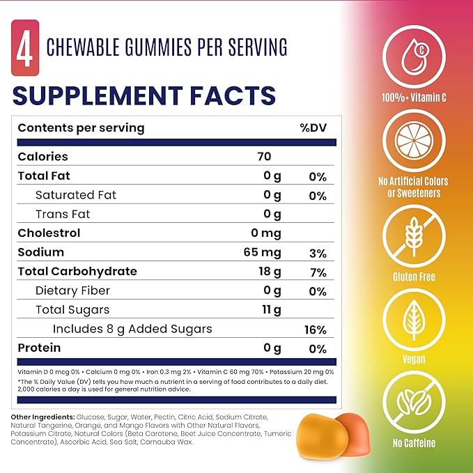 SaltStick Energy Gummies with Electrolytes Orange Mango Guava Flavor Easy to Chew Electrolyte Gummy 10 Packs 80 Gummies