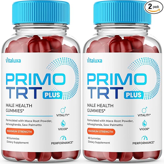 (2 Pack) Primo TRT Gummies Primo TRT Advanced Performance Blend Supplement PrimoTRT Try Prime Gomitas Maximum Strength for Males Support for Overall Health Wellness All Natural Ingredients (120 Ct)