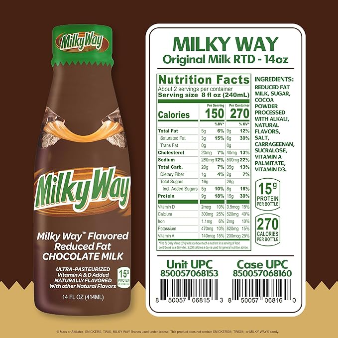 MilkyWay™ Chocolate Milk - Packed with the flavors of creamy caramel smooth nougat and rich milk chocolate. Pack of 12 14 oz Bottles