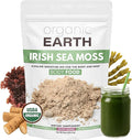 Organic Earth Irish Sea Moss Powder 8oz - Wildcrafted Sea Moss Organic with Bladderwrack &amp Burdock Root Powder - Thyroid Digestion Support &amp Healthy Skin - USDA Certified Organic