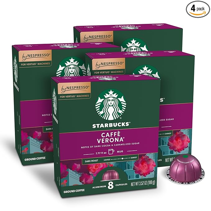 Starbucks by Nespresso Vertuo Caffè Verona Dark Roast Coffee 32-count Coffee Pods Brews 7.8 oz.