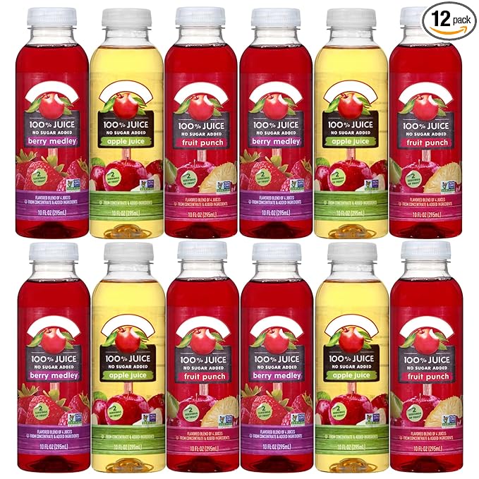 Apple nd Eve's 100% Fruit Juice Variety Pack 12 Bottles (10 fl oz Each) – Apple Berry Medley &amp Fruit Punch No Sugar Added Non-GMO