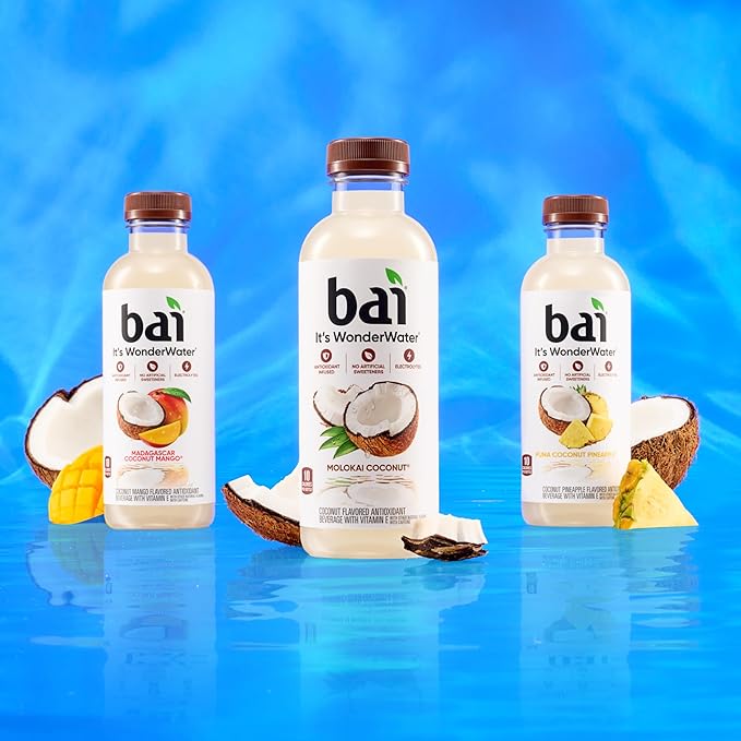 Bai Antioxidant Infused Water Beverage Molokai Coconut with Vitamin C and No Artificial Sweeteners 18 Fluid Ounce Bottle 12 Pack