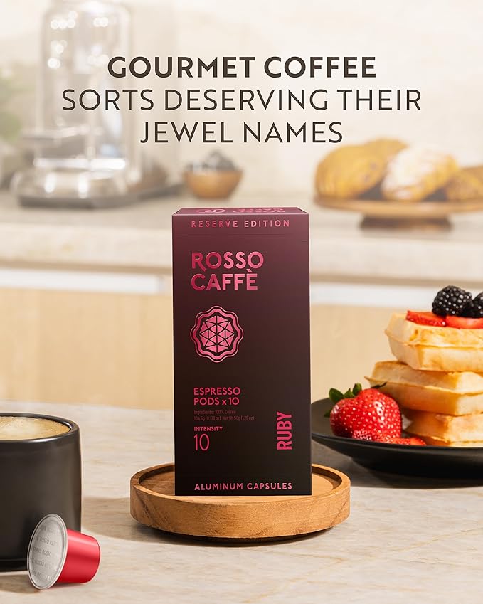 ROSSO CAFFÈ Espresso Coffee Pods for Nespresso Original Machines - 80 Capsules Dark Roast Intense Pack 4 Strong and Robust Flavors - Made in Italy
