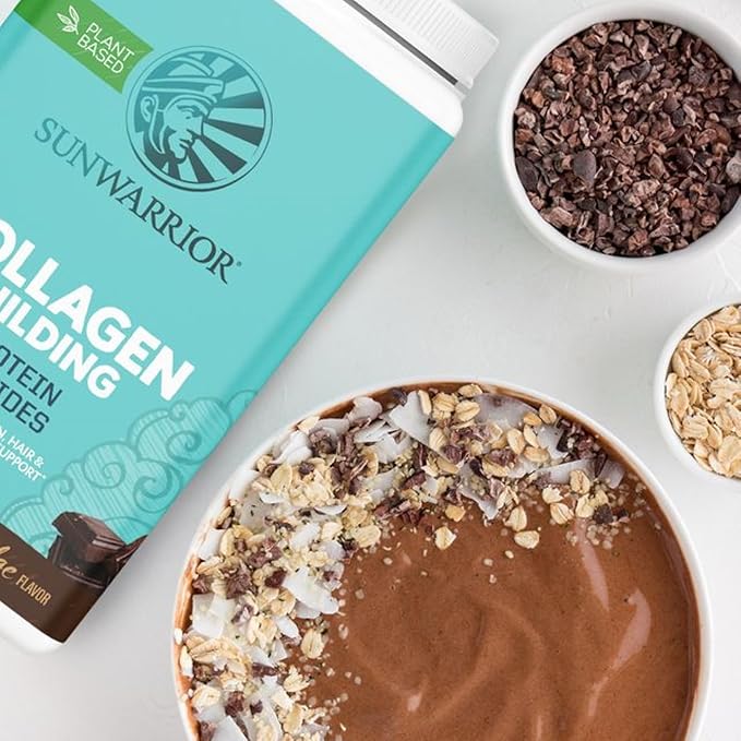 Vegan Collagen Protein Powder for Women Silica Plant Based Collagen Powder Chocolate Flavor Vegan Hair Skin and Nails Vitamins Non-GMO No Added Sugar Soy Dairy &amp Gluten Free (Chocolate 40 Serving
