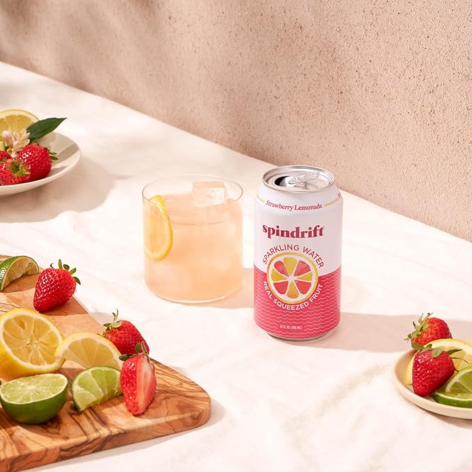 Spindrift Strawberry Lemonade Can 12 Ounce (Pack of 24)
