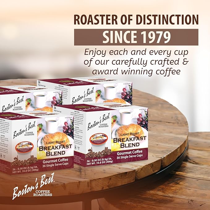 Boston’s Best - Smooth Light-Roast Breakfast Blend Delicious Gourmet Coffee Compatible with Keurig Coffee Maker - 144 Count (Pack of 1)