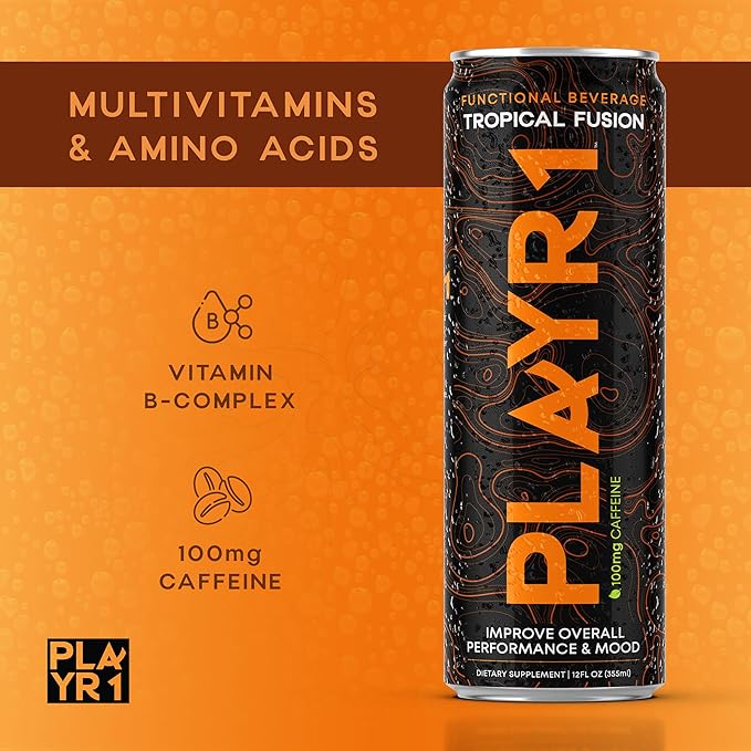 PLAYR1 Tropical Fusion Caffeinated 24 Pack