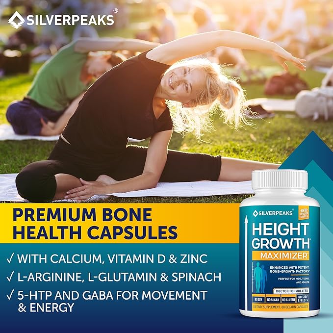 Growth Capsules to Grow Taller - Height Growth Maximizer with Calcium for Bone Strength Made in USA Natural Get Taller Supplement to Increase Bone Growth Adults Teens &amp Kids Free of Growth Hor