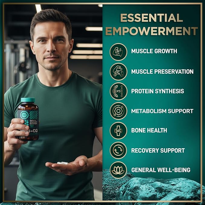 WILD FUEL 3000mg HMB Supplement Plus Vitamin D3 - Muscle Growth Strength Fast Workout Recovery HMB Supplements for Men and Women - Calcium Beta-Hydroxy Beta-Methylbutyrate - 180 Capsules