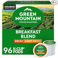 Green Mountain Coffee Roasters Breakfast Blend Decaf Coffee Keurig Single Serve K-Cup pods Light Roast 96 Count