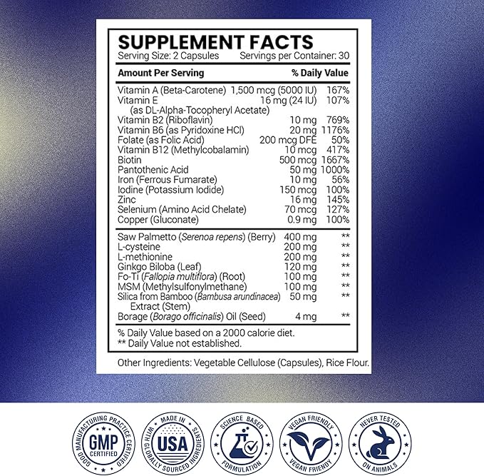 Research Verified Hair Growth Support - with Biotin DHT Blockers &amp Vitamins - Hair Growth and Hair Loss Prevention 1 Bottle (1 Month Supply)