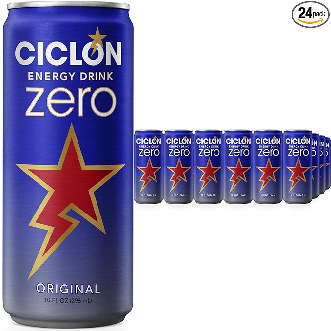 Ciclon Energy Drink Zero Original No Calories No Sugar No Carbs 24 Cans (10 Fl Oz)