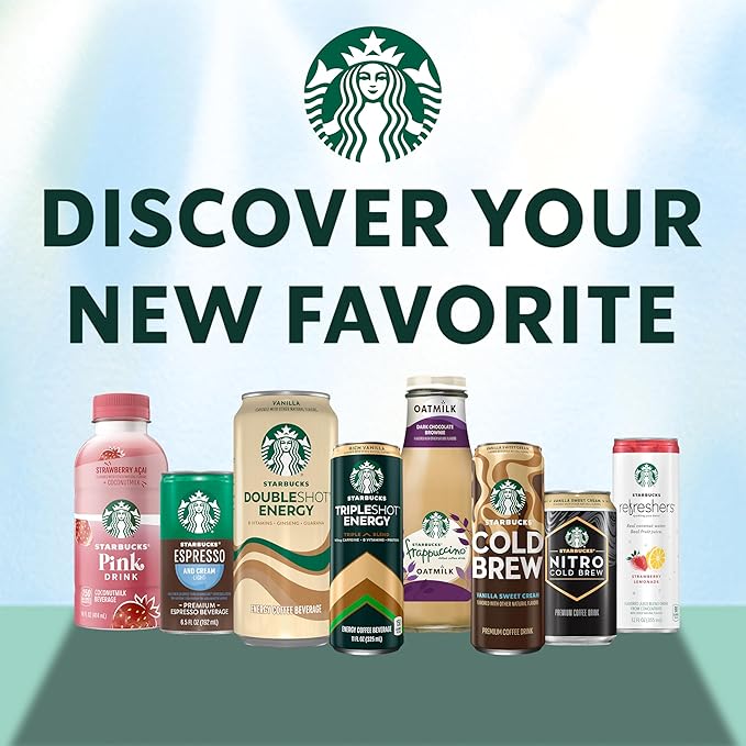 Starbucks Iced Energy Drink 3 Flavor Variety Pack (Tropical Peach Watermelon Splash Blueberry Lemonade) Zero Sugar Energy Drink Plant Based Caffeine Hydration Mental Clarity 12x12 Fl Oz Cans