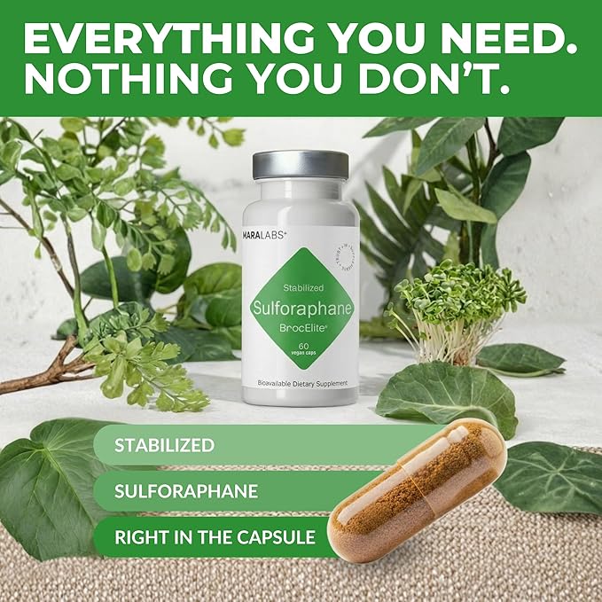 Mara Labs Plus | Stabilized Broccoli Sulforaphane Supplement | Glyphosate Residue Free Certified – Third-Party Tested | 60 Vegan Capsules