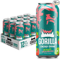 Gorilla Energy Drink Kiwi Strawberry 200mg Natural Caffeine Real Fruit Juice Squeezed &amp Concentrated L-Theanine Taurine Ginseng Acetyl L-Carnitine No Added Sugar and No Artificial Colors