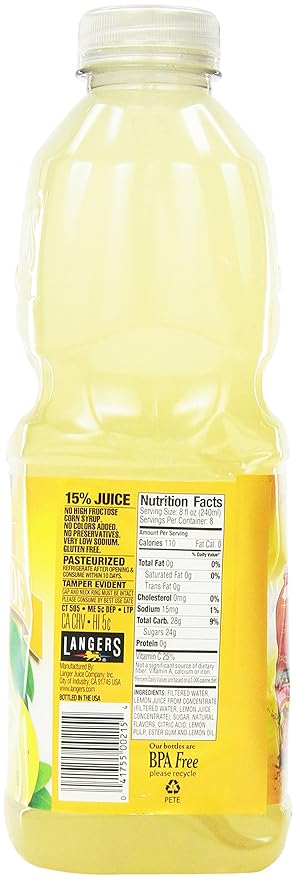 Langers Juice Lemonade 64 Fl Oz (Pack of 8)