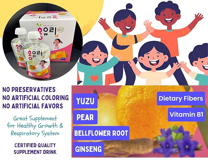 Hong Yuri Korean Children's Mixed Puree Juice Drink 80ml Pouches 10-Pack Box