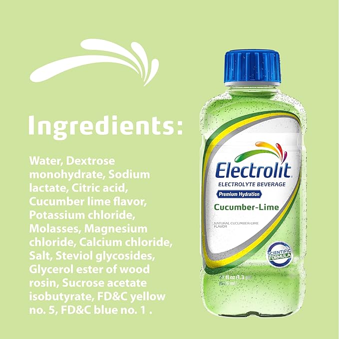 Electrolit Electrolyte Beverage Cucumber-Lime 21 Fl Oz bottle (Pack of 12)