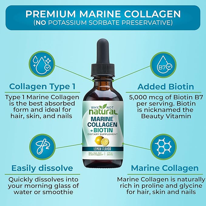 Why Not Natural Vitamin B Complex Liquid Drops and Marine Liquid Collagen for Hair Skin and Nails