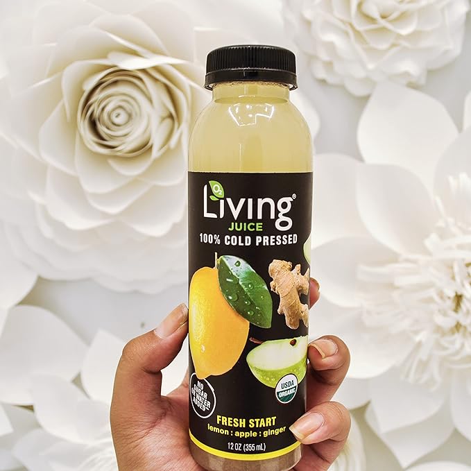 O2 Living Juice Cold Pressed Drink - Fresh Start Organic Juice Pack - No Added Sugars or Water Naturally Sweetened from Fruits Rich in Nutrients &amp Vitamins - Refreshing &amp Non-GMO - 12 fl oz